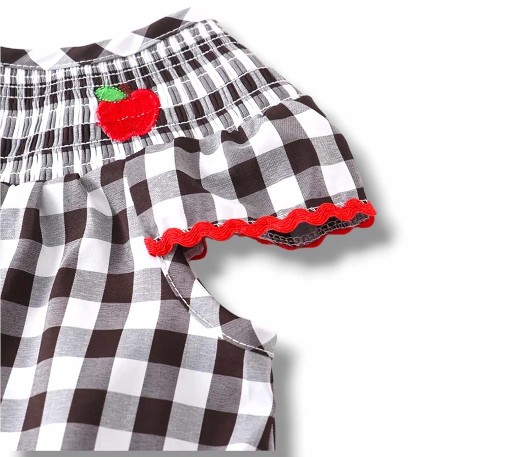 Apple Smocked Plaid Dress