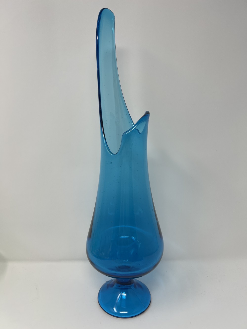 LE Smith Peacock Blue Smoothie Swung Vase; approx 16”