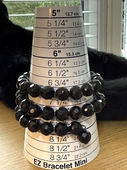 Vintage Faceted Black Beads  Memory Wire Bracelet