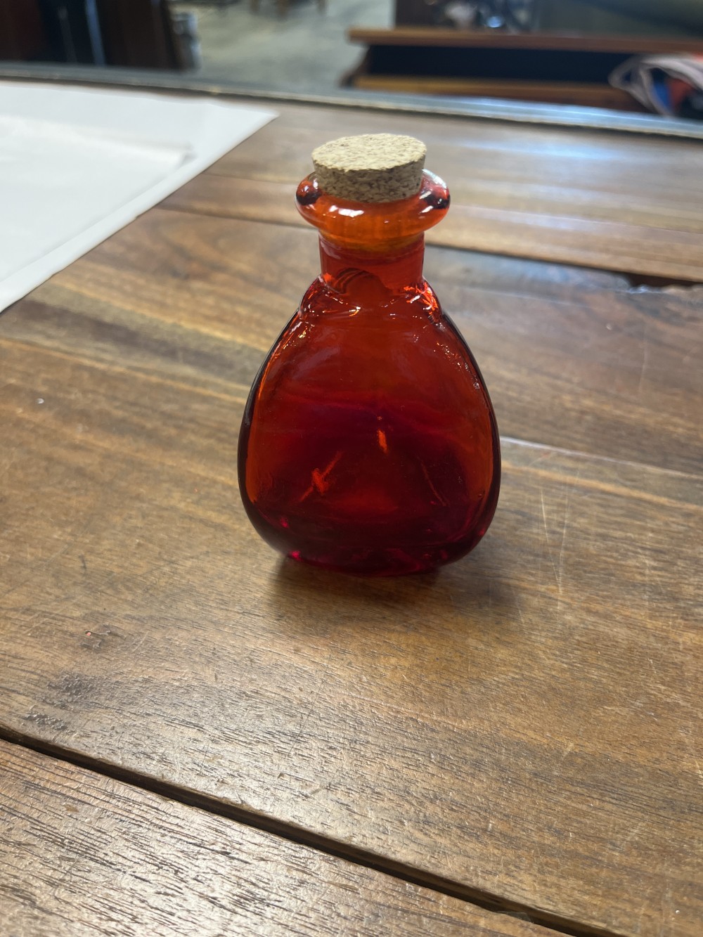 Vtg Italy blown glass bottle with cork