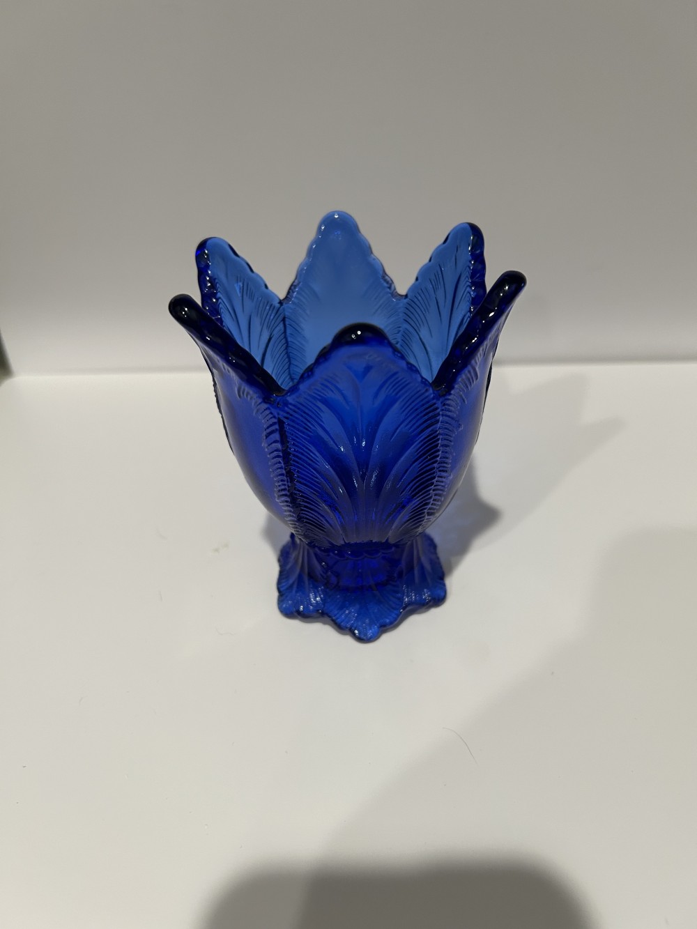 Fenton Cobalt Blue Glass Tulip Candle Holder