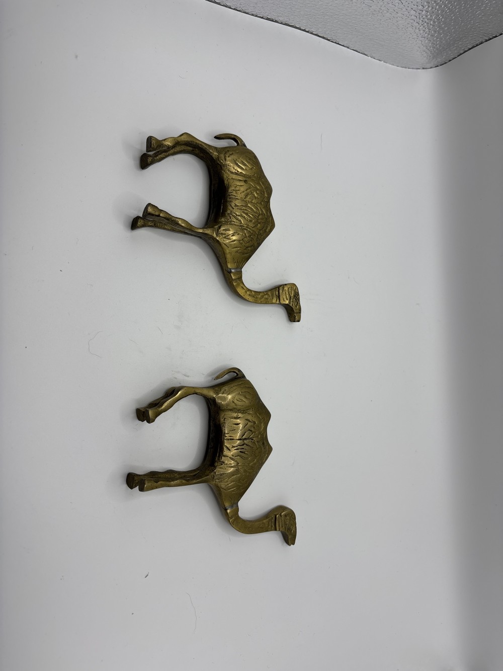 Brass Camels (2) 4 inch x 4 inch Vintage