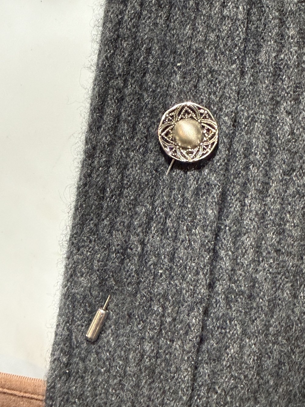 Hat Pin / Scarf Pin - Vintage Pewter Button, Lapel Pin, Hat Pins,