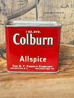 Colburn Allspice Tin Can Vintage Grannycore Farm Kitchen