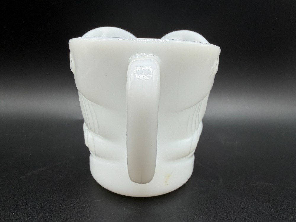 Vintage 1960s Federal Glass White Milk Glass Colonial Man Toby Creamer Pitcher - Heat Proof
