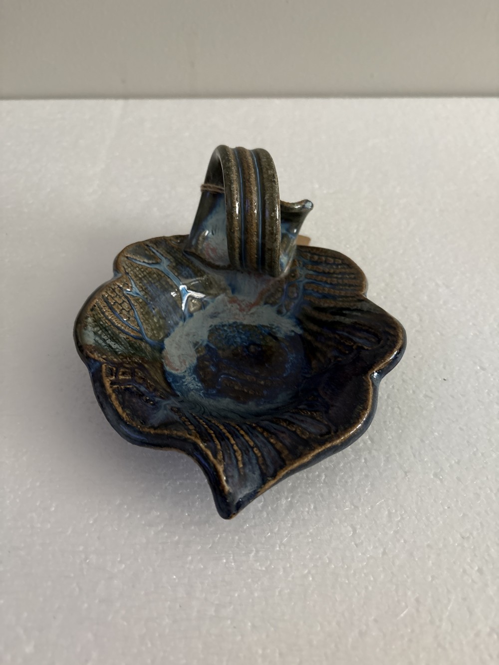 Blue Studio Pottery Leaf Dish