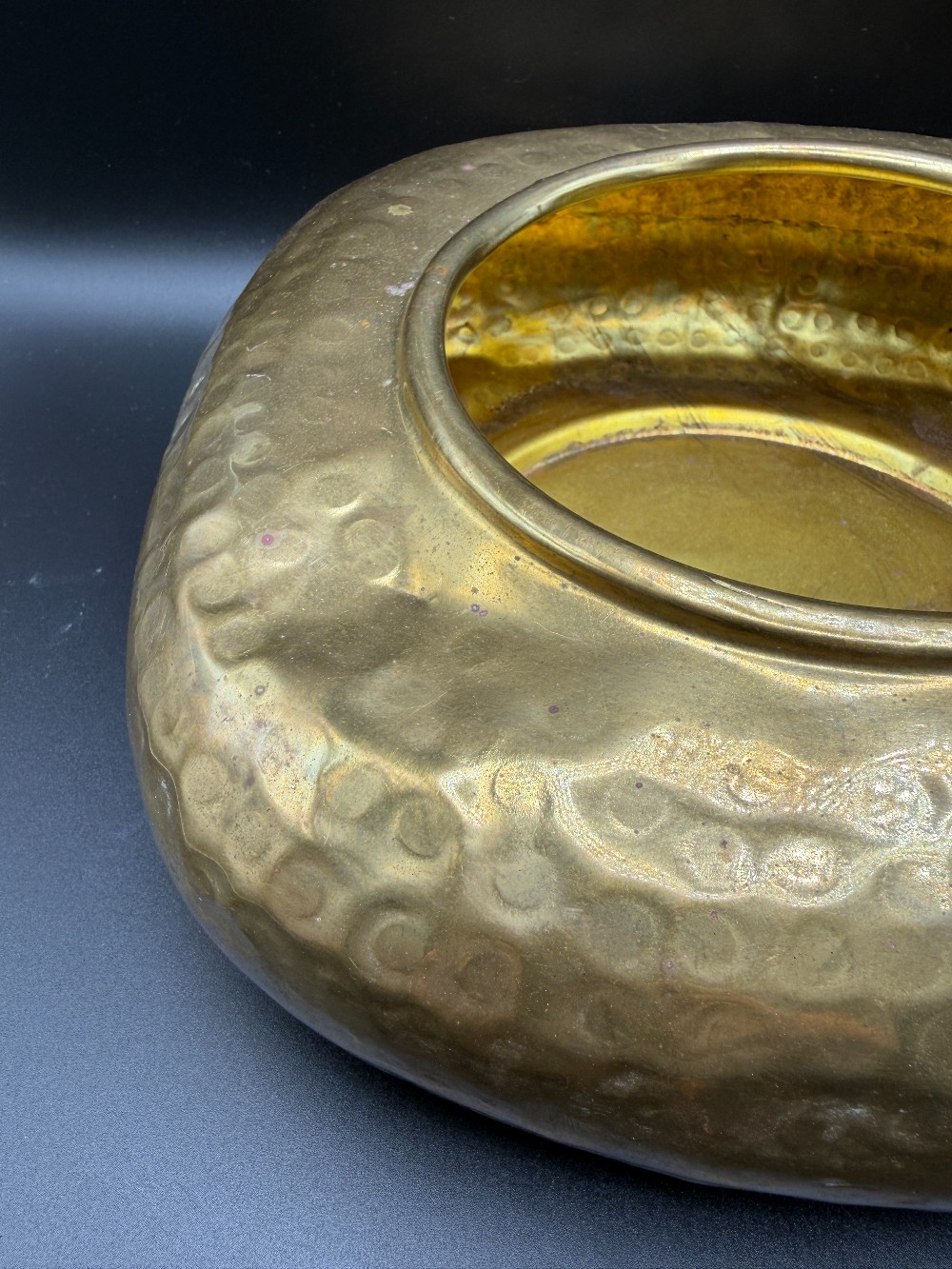 MCM Hammered Brass Square Shaped Planter Pot MCM