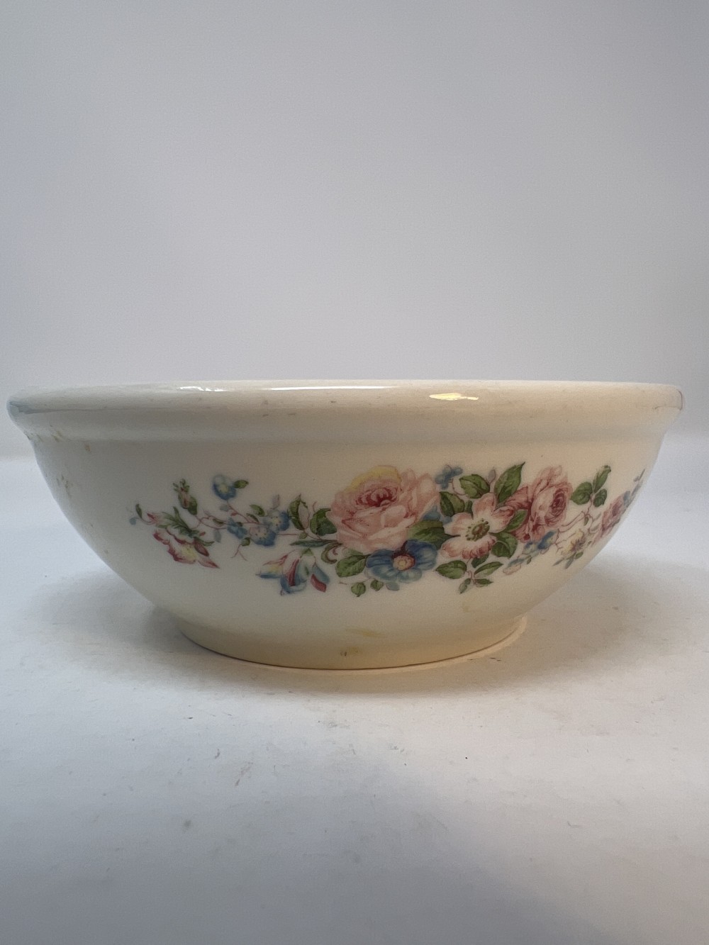 Vintage Syracuse China Pink & Blue Flowers Fruit Bowl