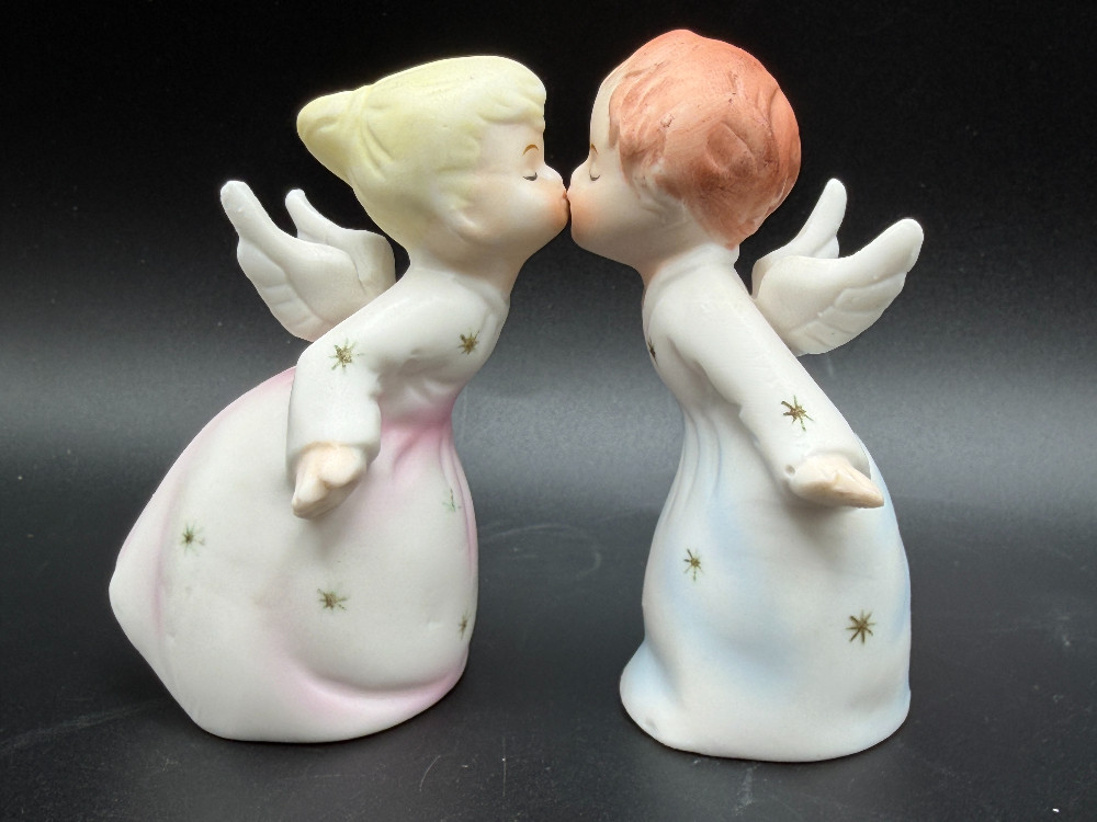 Vintage Schmid Bros Kissing Angel Figurines Set