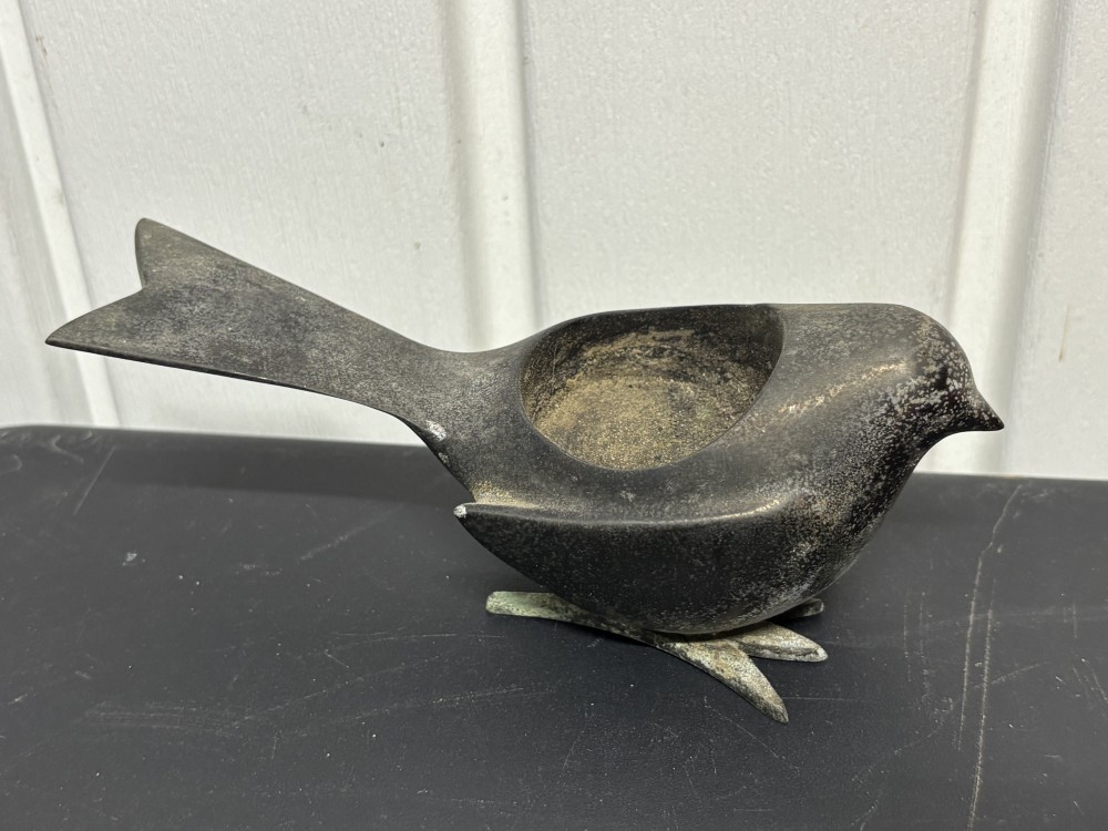 Vintage MCM Solid Metal Bird Votive / Tea Light Holder. Heavy Patina! Non-Magnetic