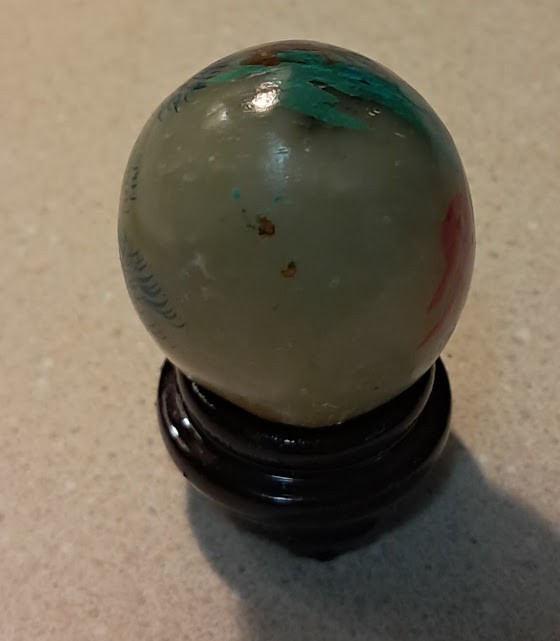 Chinese Carved Alabaster/Marble Display Eggs (2)