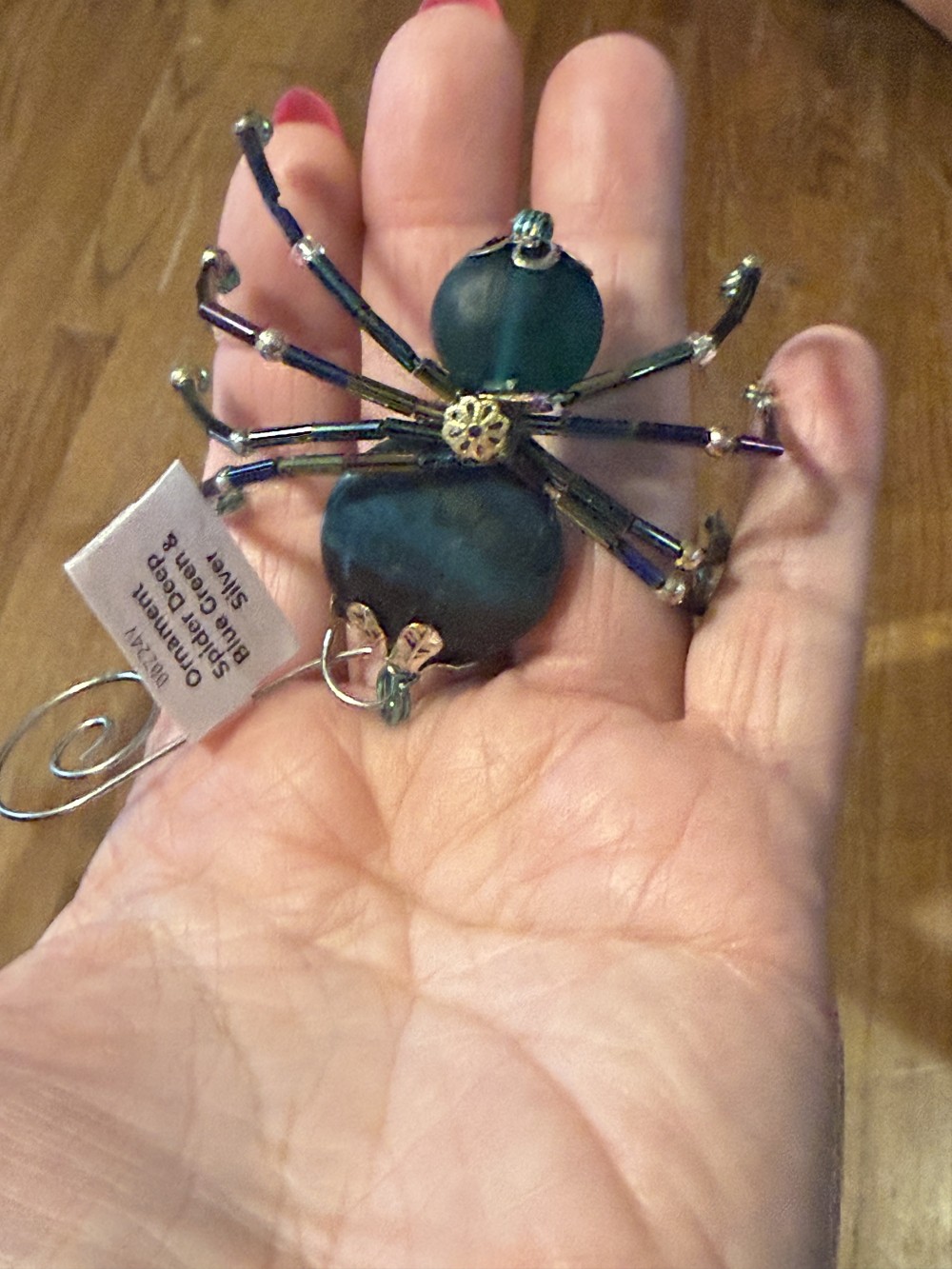 Ornament Spider Deep Blue Green & Silver