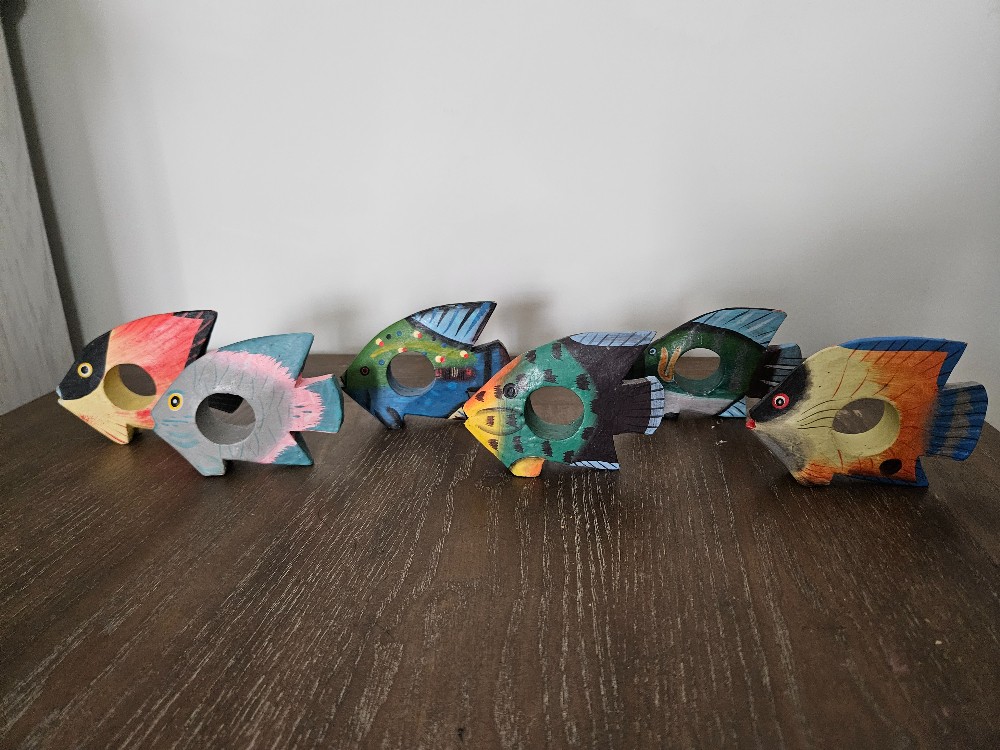 Painted fish napkins rings