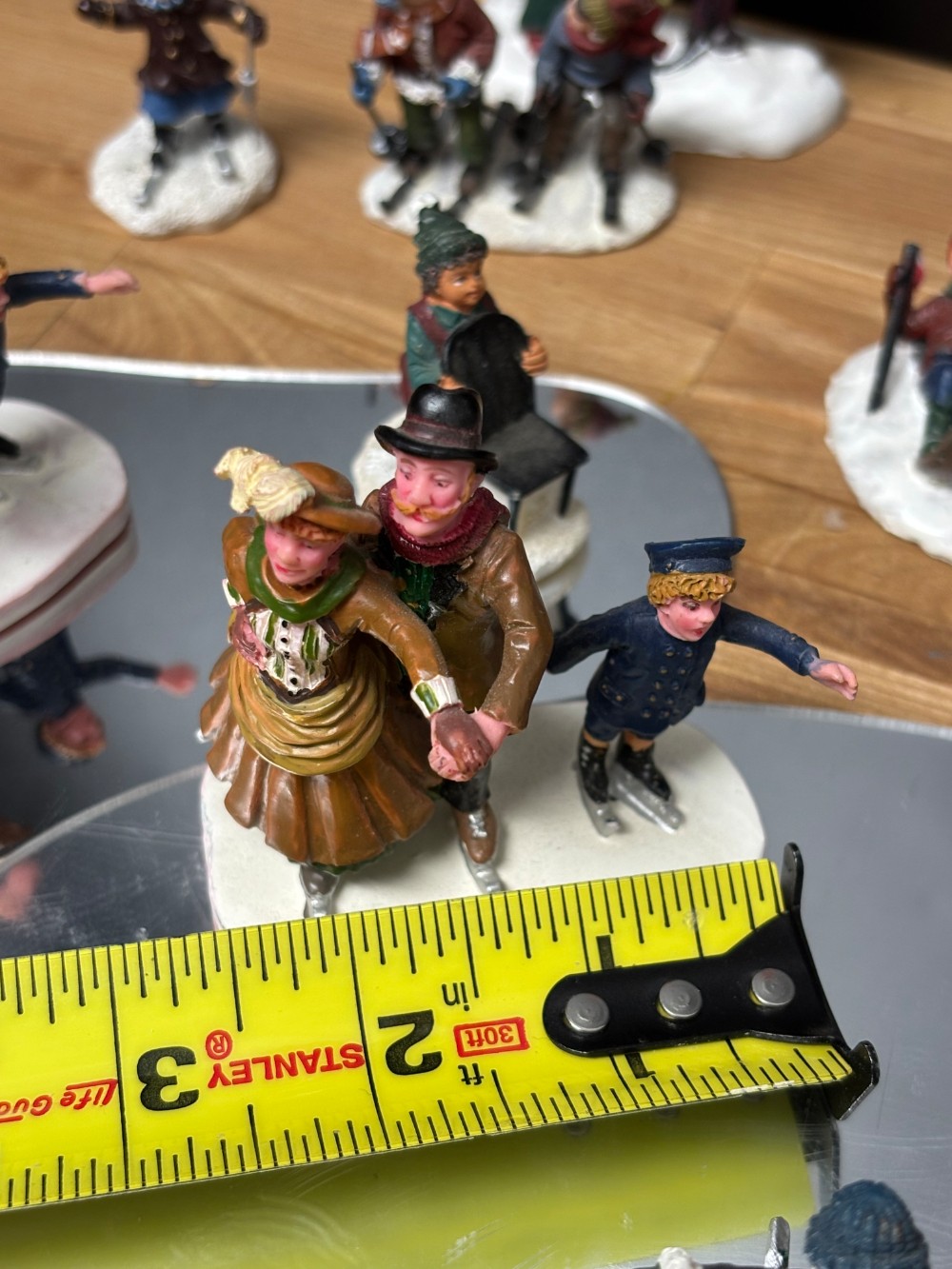 Christmas Village People Winter Activities Ice Skating Sledding Figurines 13 Piece Lot
