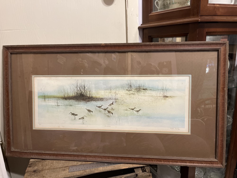 Vtg large signed Sandpiper print