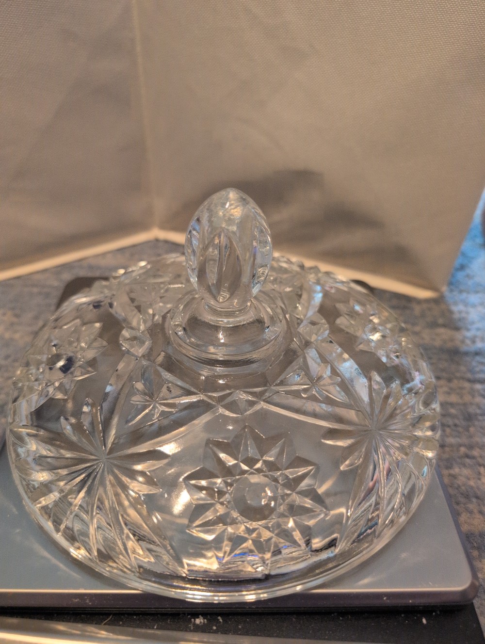 Vintage Anchor Hocking Early-American Prescut Glass Star of David Lid