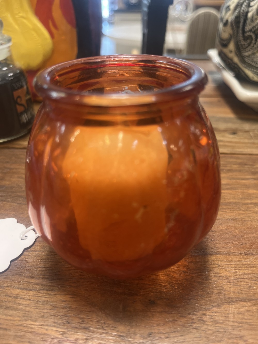 Glass Jack-o-lantern tea light holder