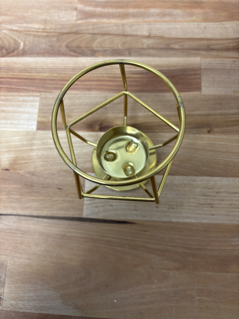 Gold Geometric Metal Tealight Candle Holder Modern Open Frame Table Decor