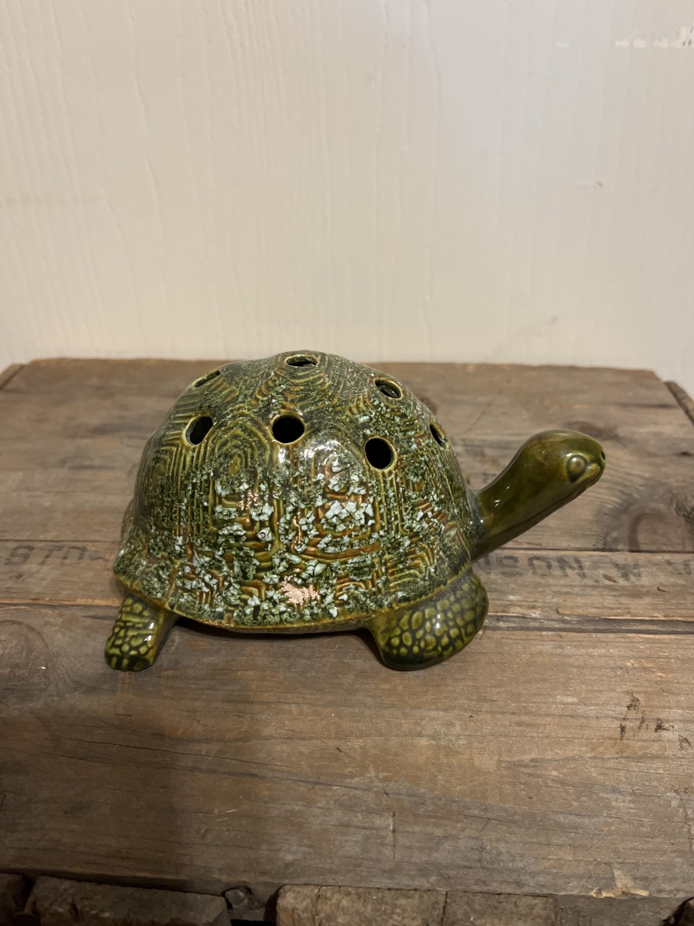 1970s pottery turtle flower frog