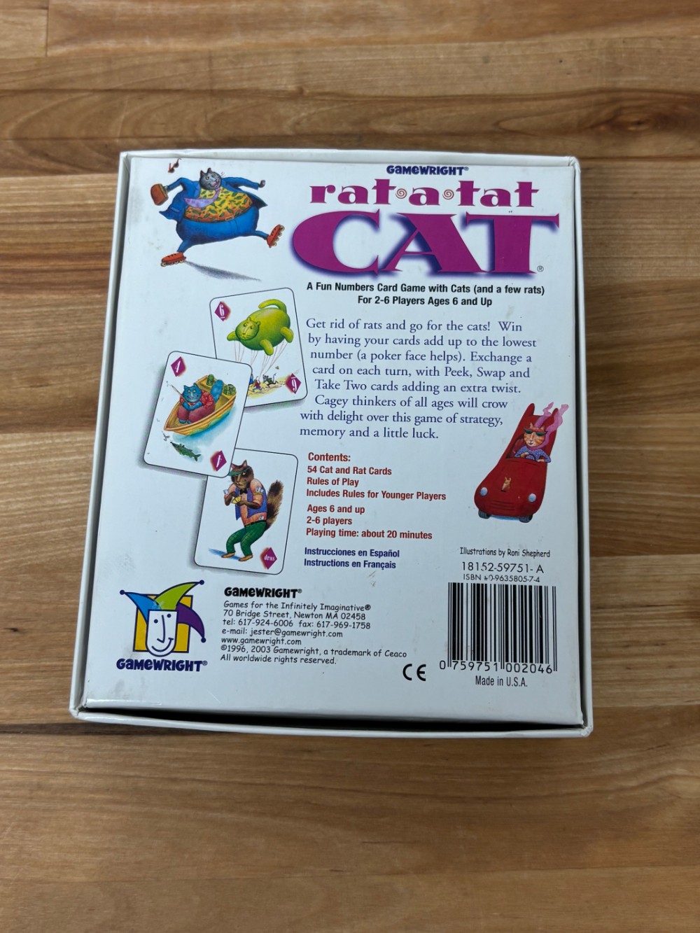 Rat-a-Tat Cat Card Game Gamewright 1996 Numbers Strategy Game