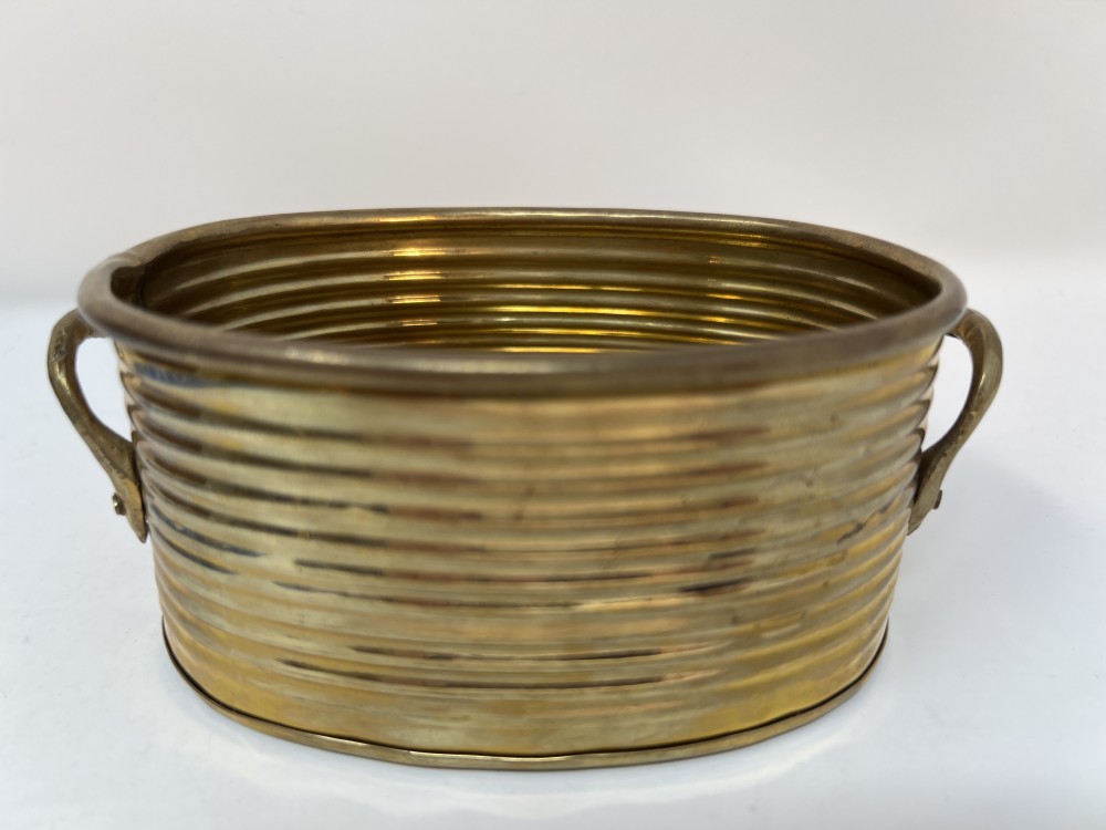 Vintage Solid Brass Planter with Handles