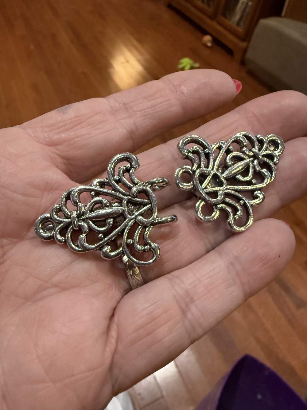 Sweater Clip, Cloak Clip, Dress Clip: Filigree Triangle