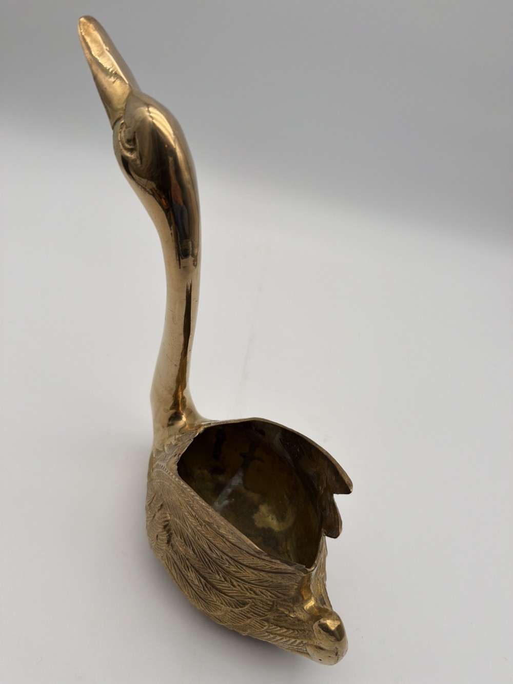 Vintage Brass Swan Planter 10.25 in