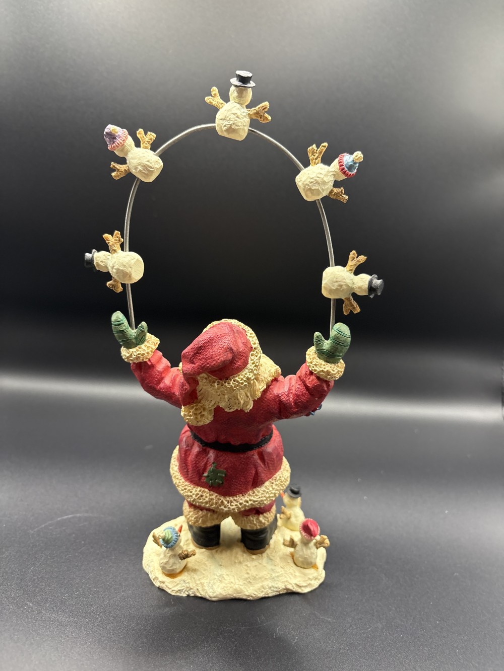 Juggling Snowmen Resin Santa Figurine ~8.5 in H x 4 in W