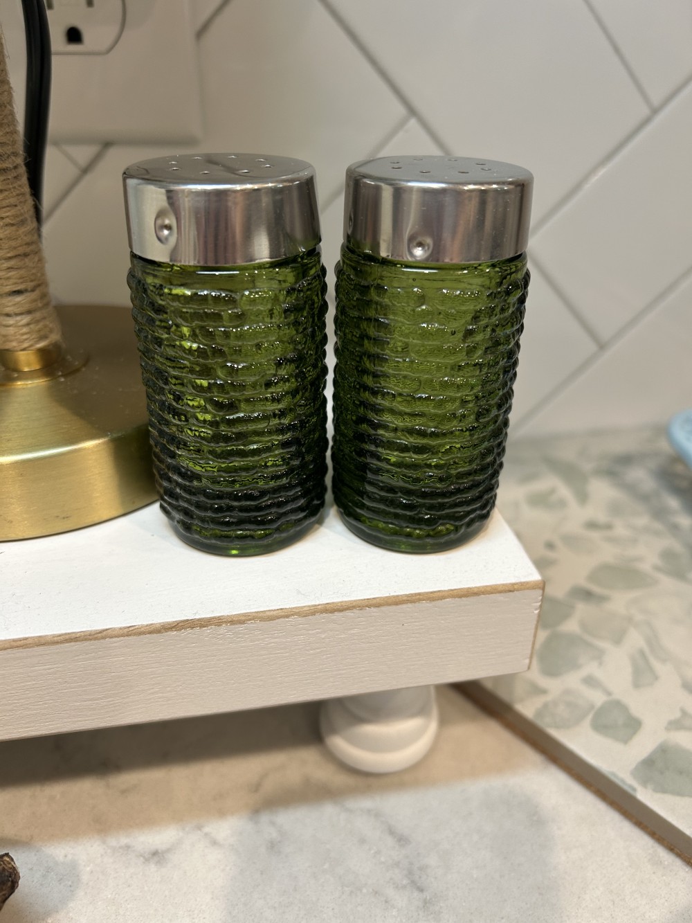 Vintage Avocado Anchor Hocking Salt & Pepper Shakers
