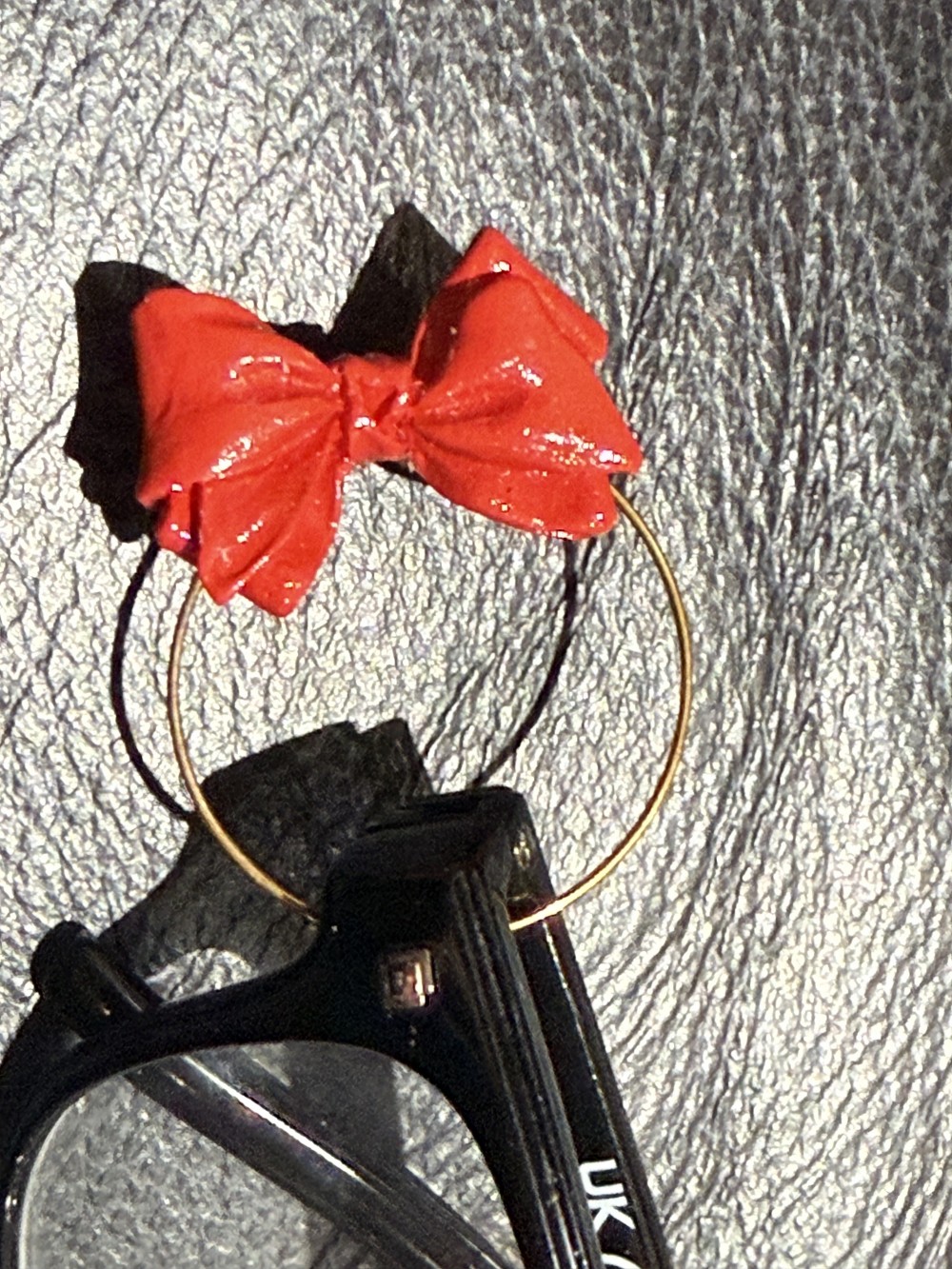 Eyeglass Holder - Red Bow, ID badge holder