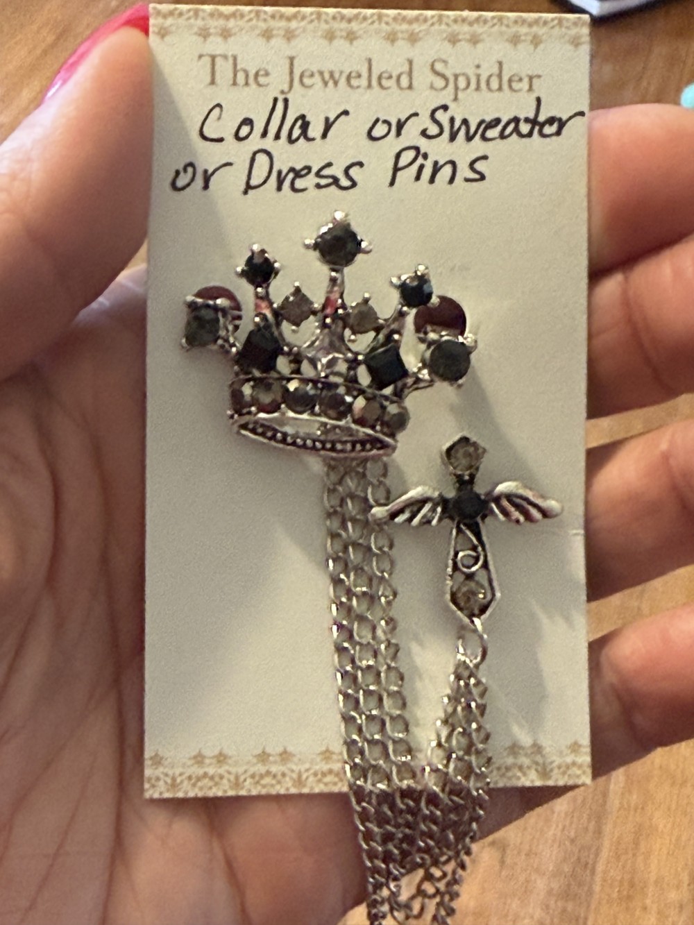 Collar Pins, Dress Pins, Sweater Pins - Crown and Cross