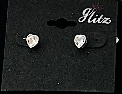 Glitz Solitaire Heart Crystal Studs NWT