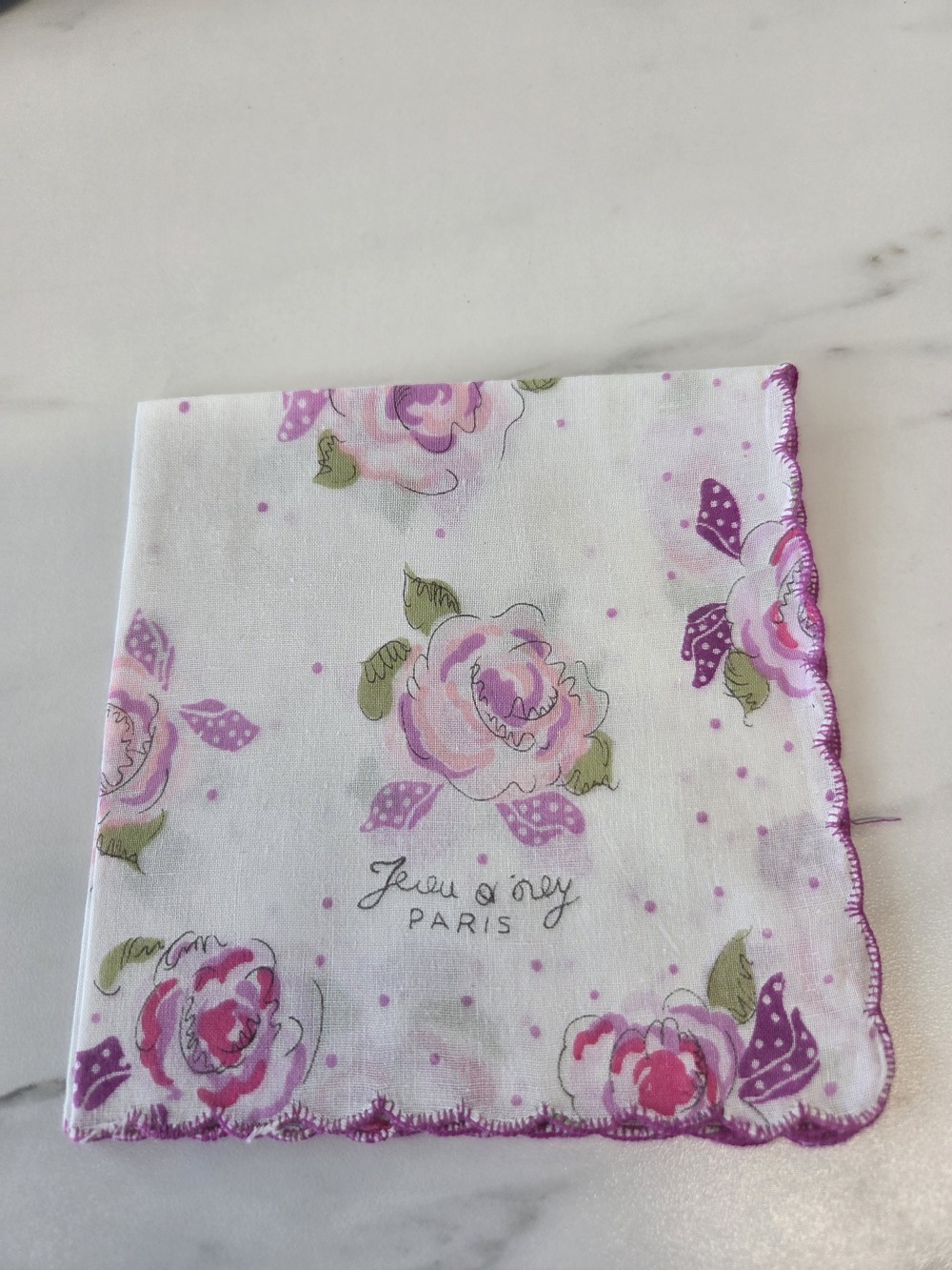 HK-770 vintage printed hankie pink flower