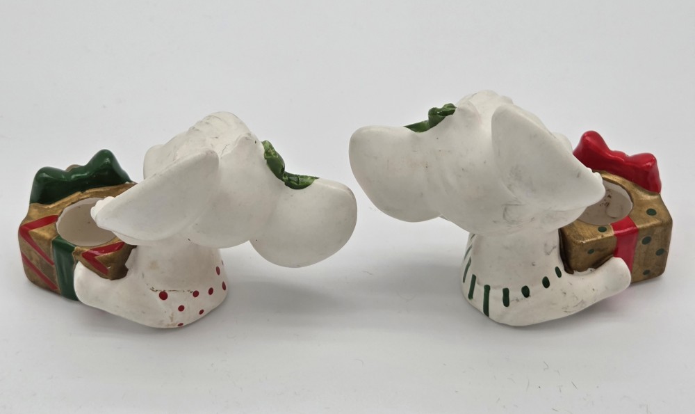 Pair of VTG Napcoware Christmas Mice Candle Holders