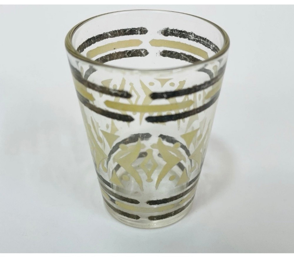 Shot Glasses MCM Gold Black Geometric Barware Mid Century Modern Set of 2