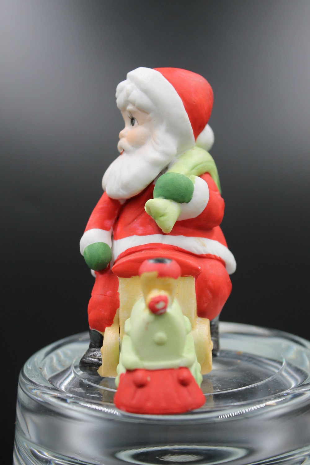 Vtg bisque ceramic Santa on train figurine AS IS