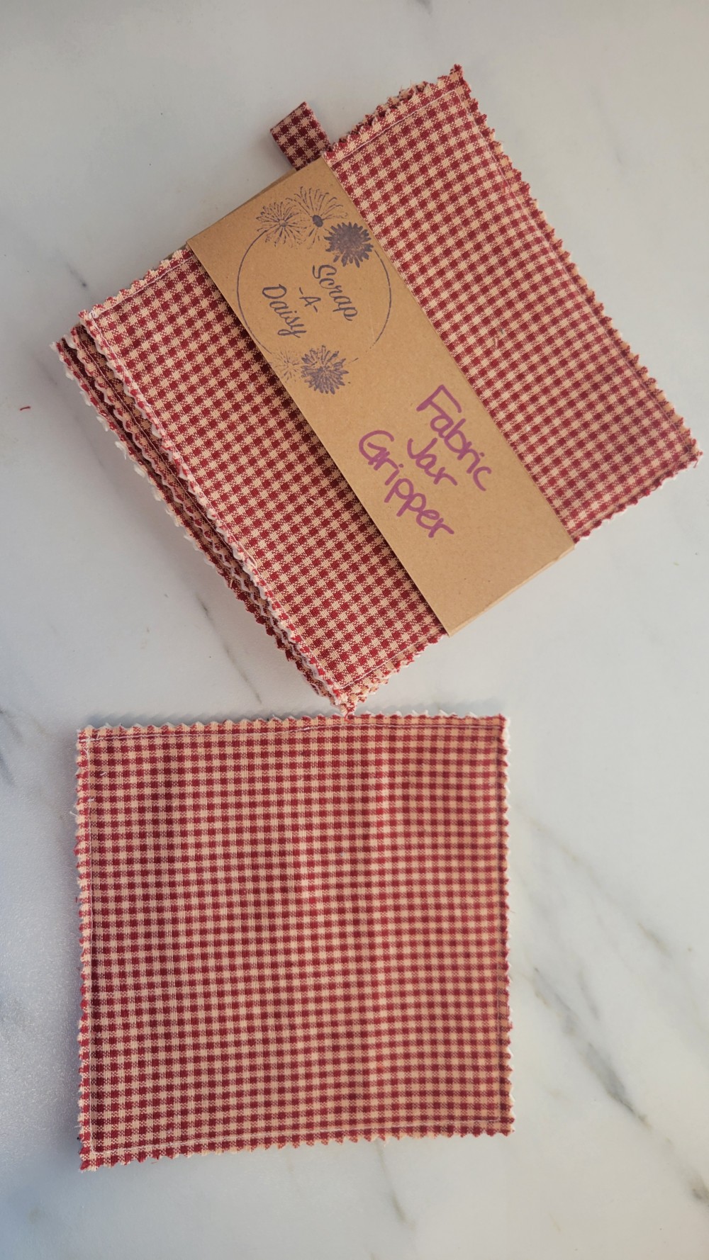 Country Plaid Fabric Jar Gripper