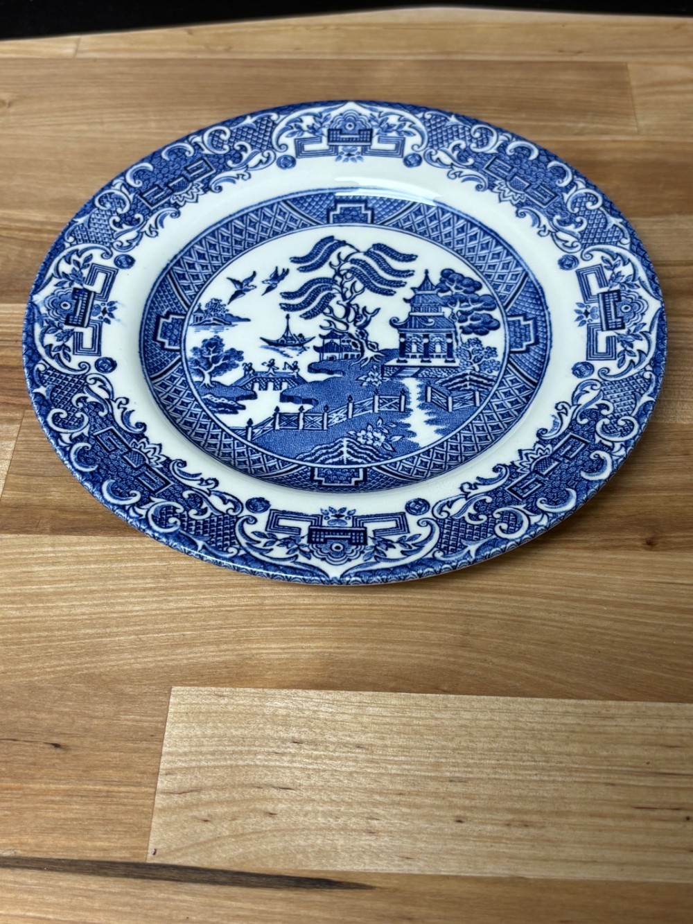 Blue Willow Dessert Plate Blue White Transferware 6.75 Inch