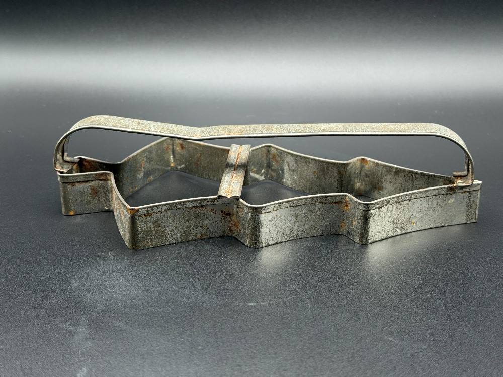 Large Vintage 1940s Tin Christmas Tree Cookie Cutter with Strap Handle