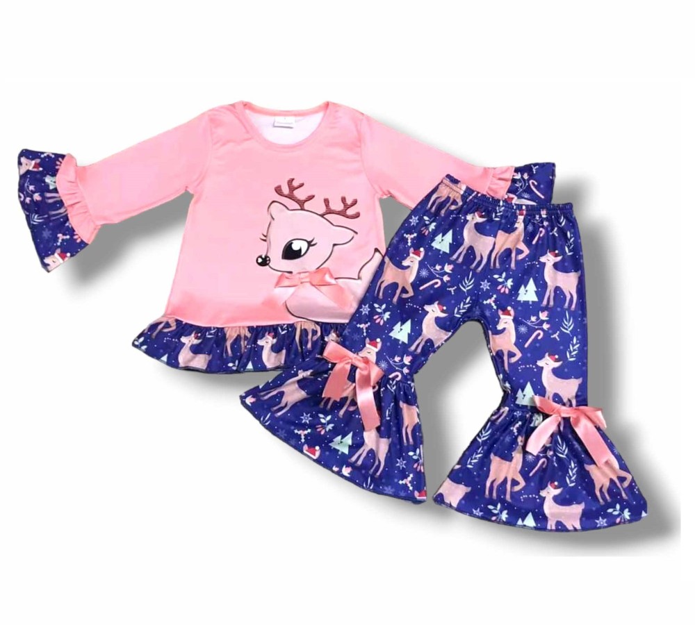 Pink Rudolph Bell Pant Set