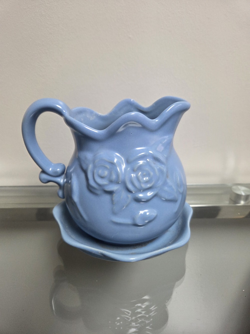 VTG Blue Ceramic Pitcher & Basin Planter
