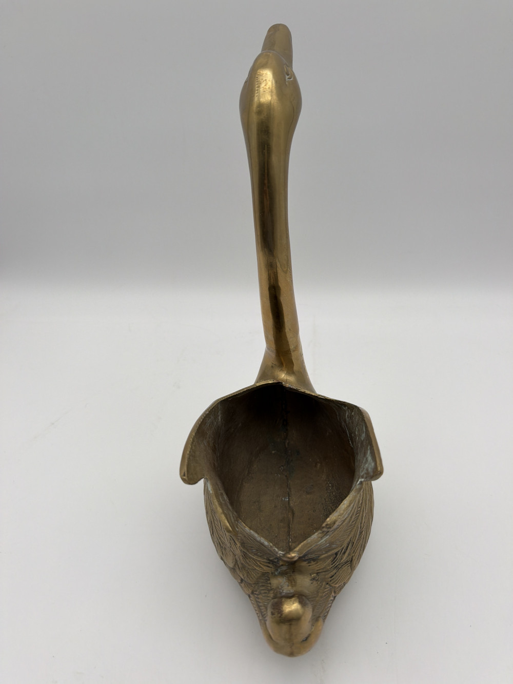 Vintage Brass Swan Planter 12 in