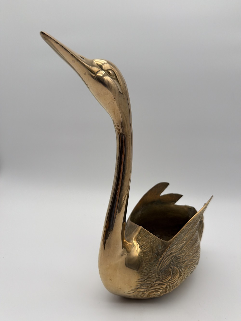 Vintage Brass Swan Planter 12.5 in