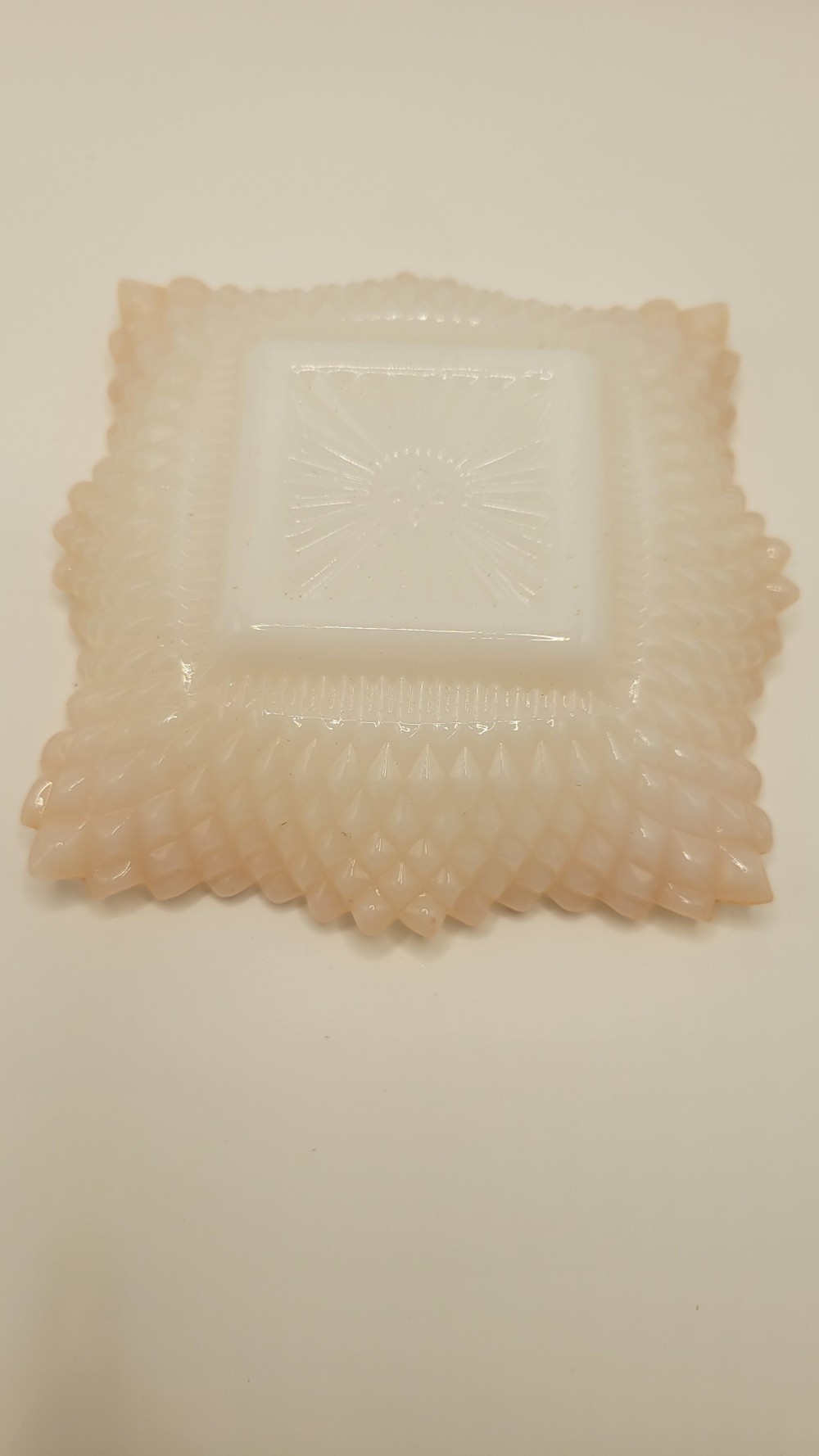 Peach Iridescent Milk Glass Candy Dish