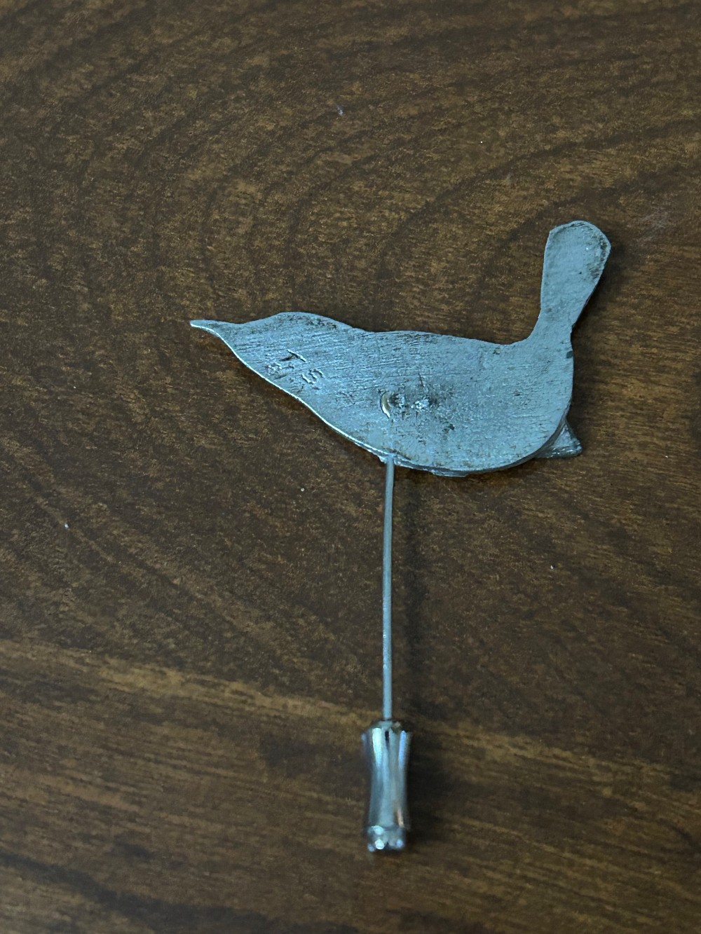 VTG Pin - antiqued pewter stick pin featuring a sculptured wren bird