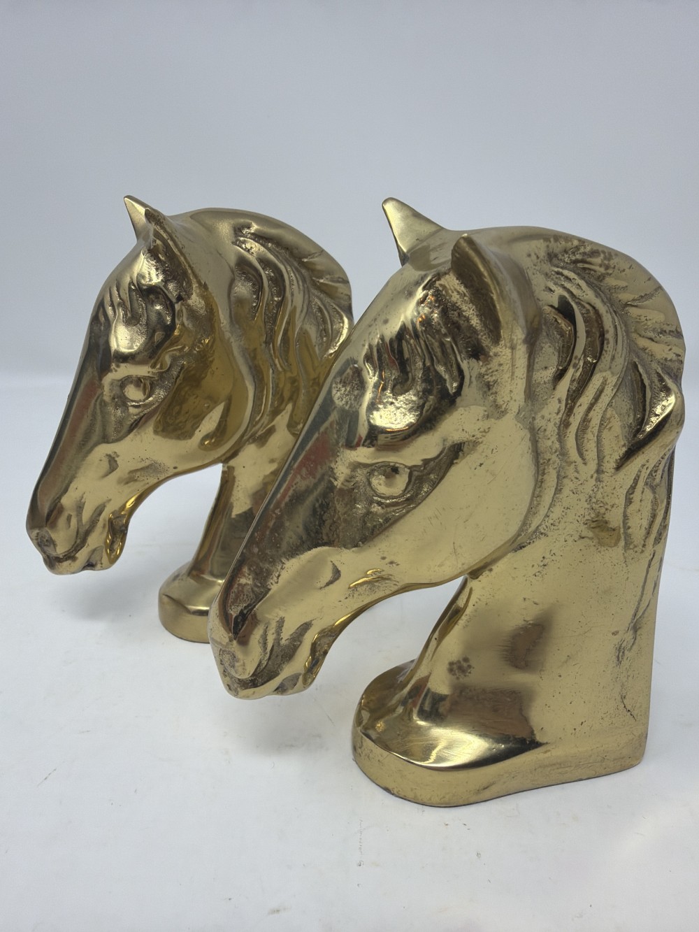 Pr Brass Horse Head Bookends