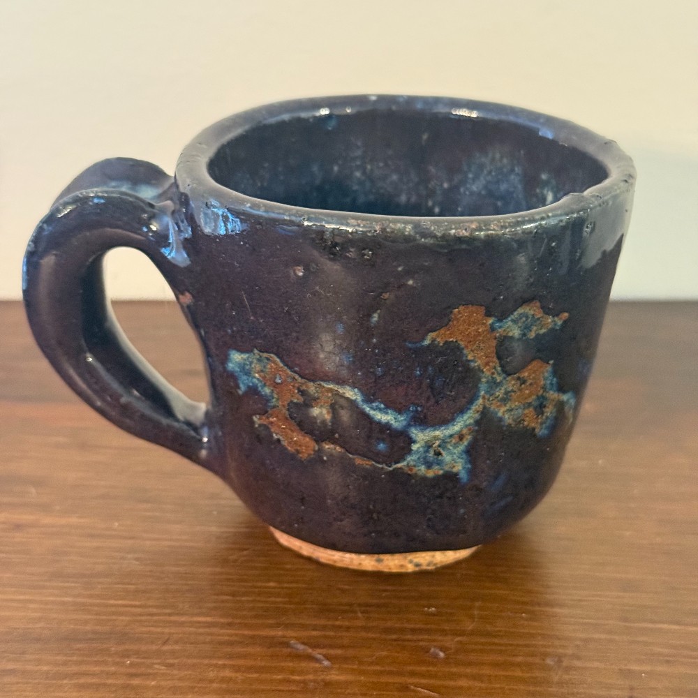 Studio Pottery Mug, Cobalt and Copper Glaze, Signed