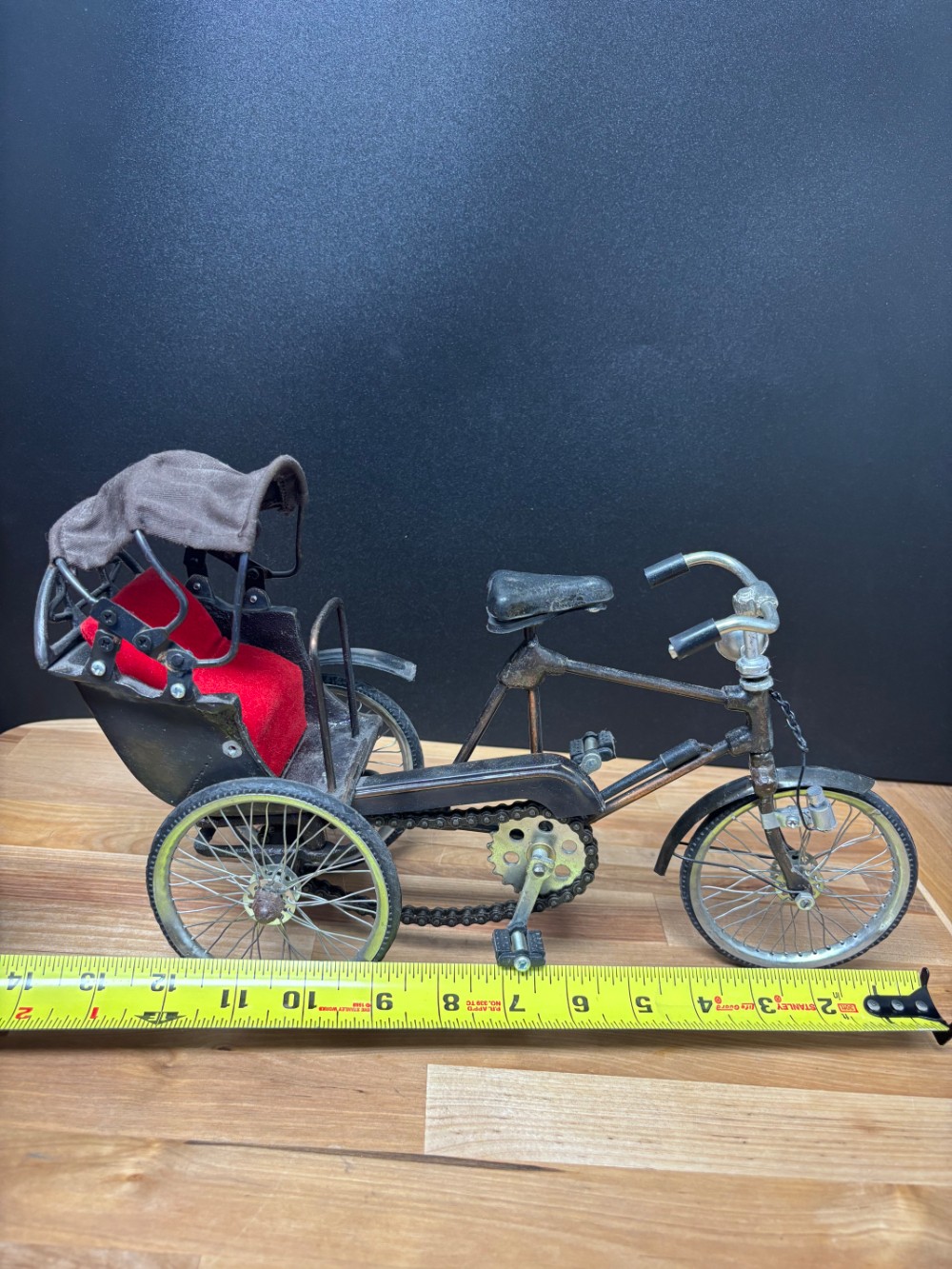 Vintage Metal Bicycle Rickshaw Pedicab with Canopy 14 Inch