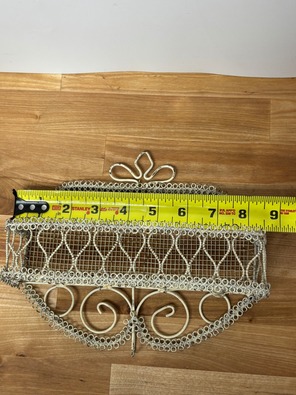 Anthropologie White Metal Wire Wall Shelf Ornate Scrollwork Shabby Chic Decor