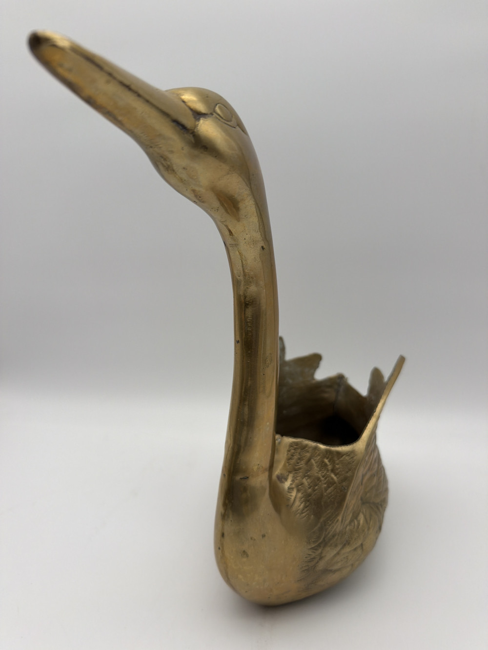 Vintage Brass Swan Planter 12 in